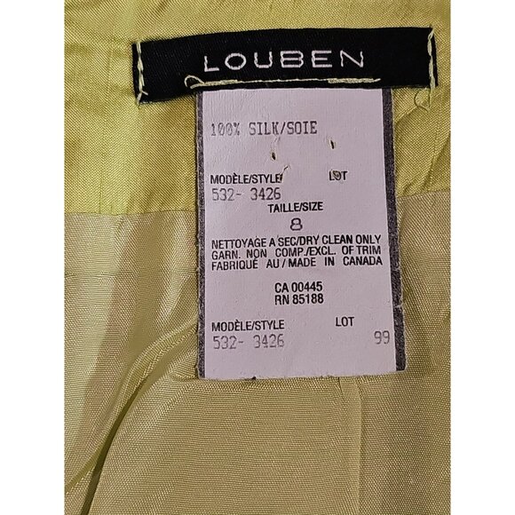 Vintage Louben 100% Silk Skirt Sz8 Yellow Green Career Office Business Old Money - Picture 3 of 7